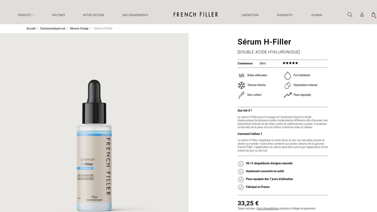 7 Idées Tendance De Produit French À Découvrir En 2025 - Sérum H-Filler Double Acide Hyaluronique – French Filler Beauty