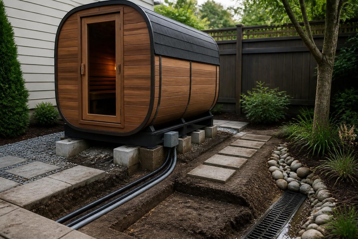 Outdoor 2 person sauna placement