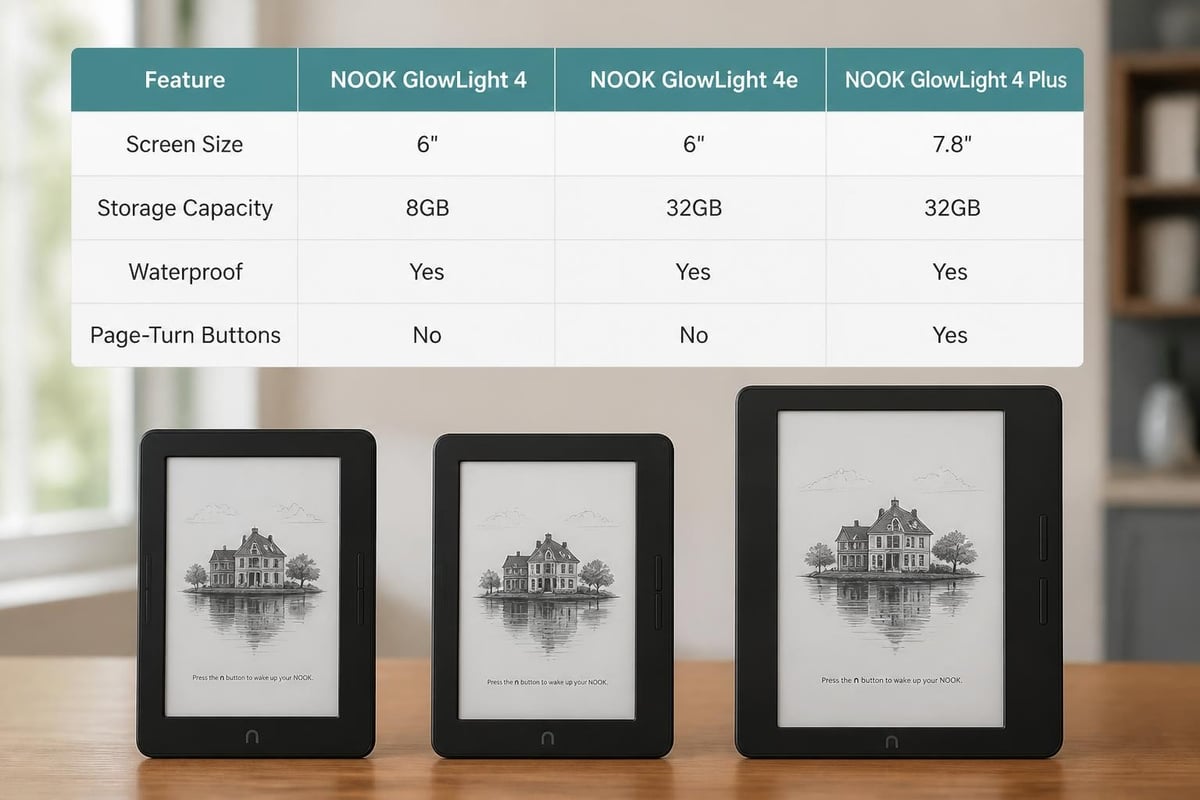 NOOK device features comparison