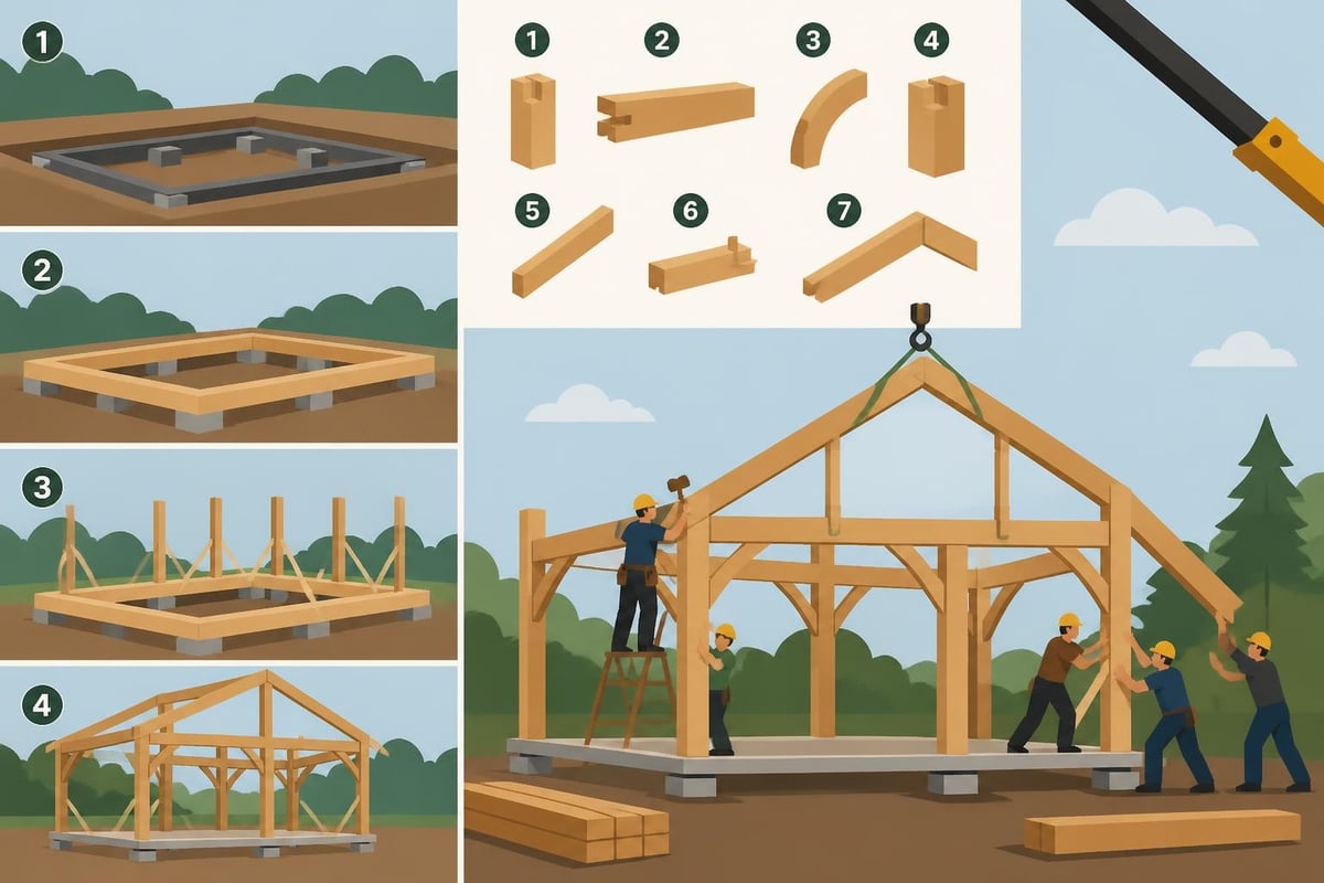 Timber frame raising process