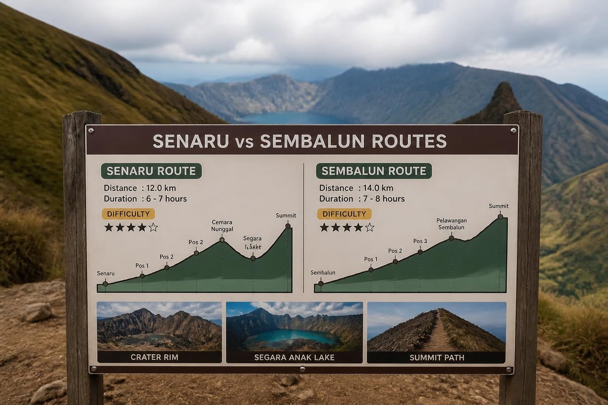 Mount Rinjani trekking routes comparison