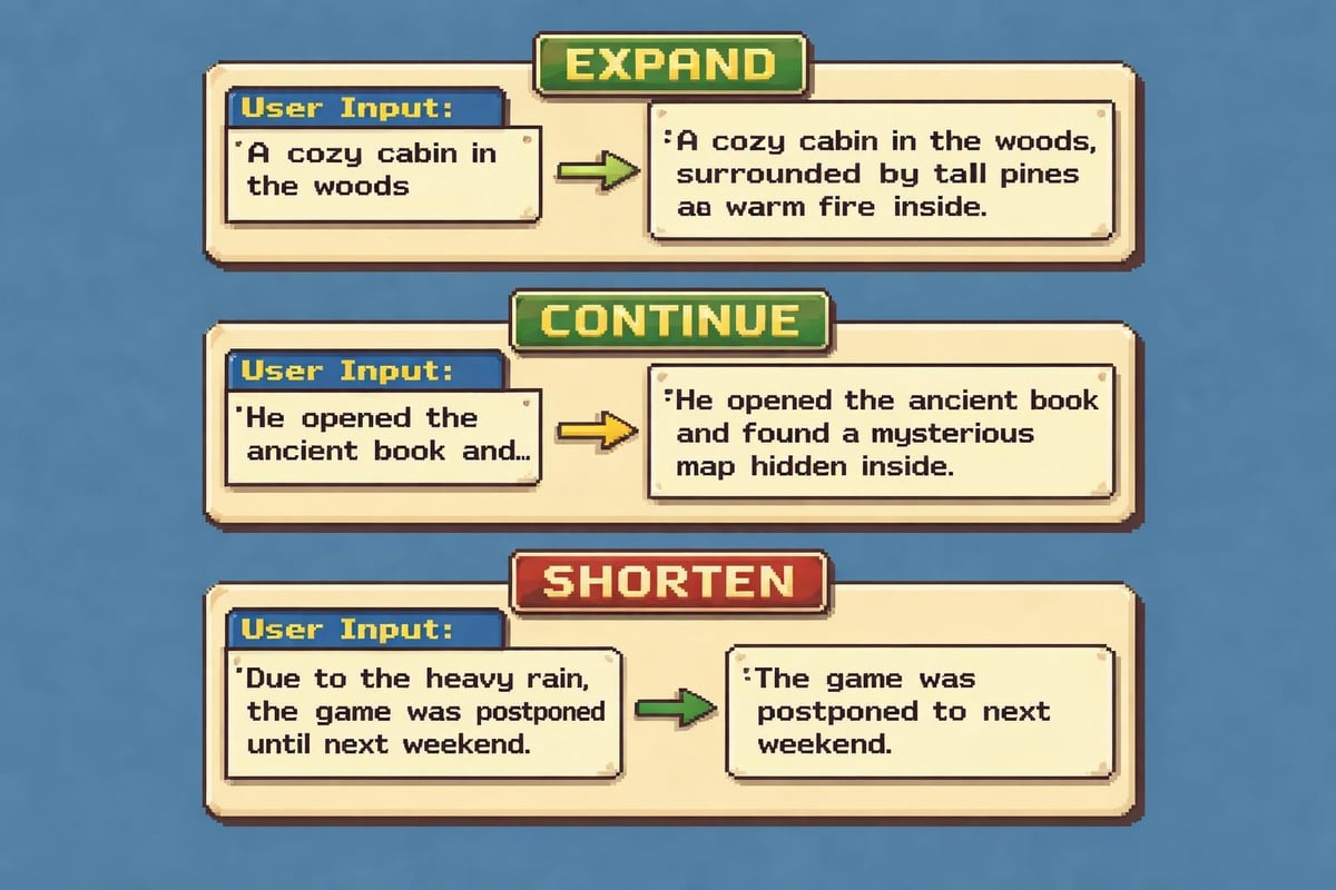 Shortly AI writing commands in action