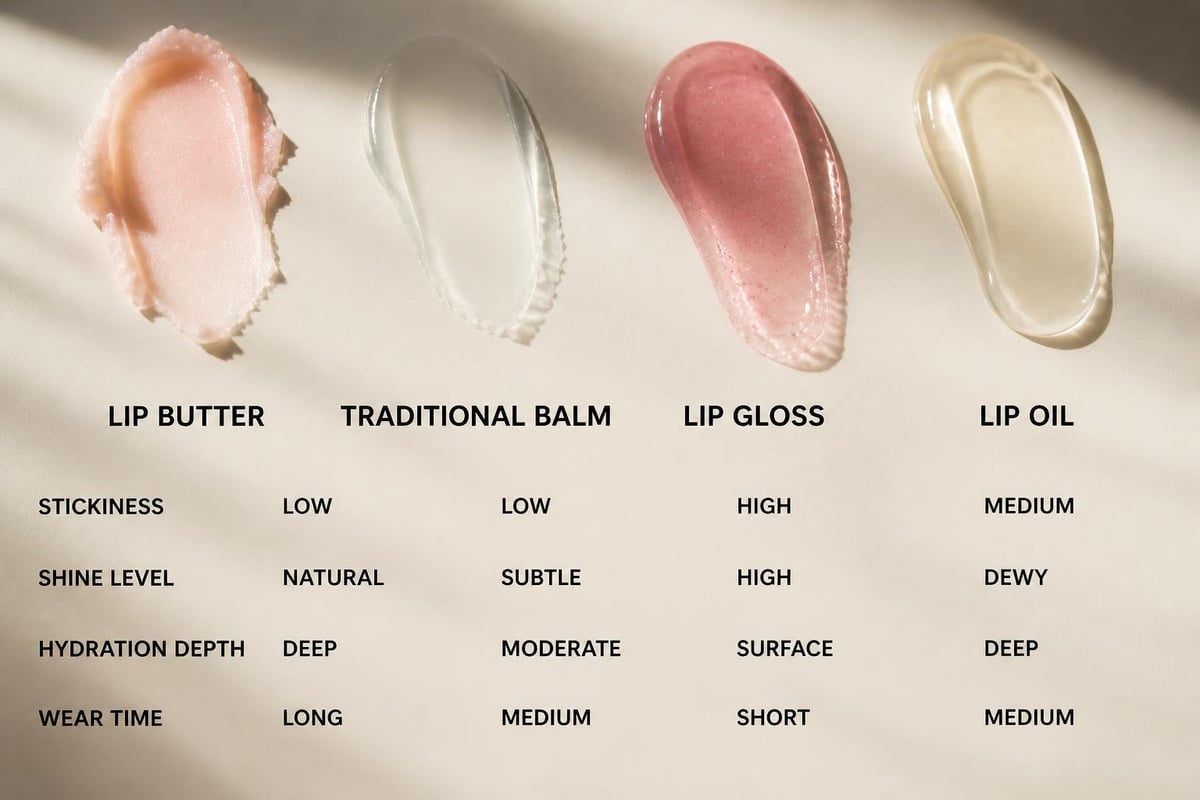 Lip care texture comparison