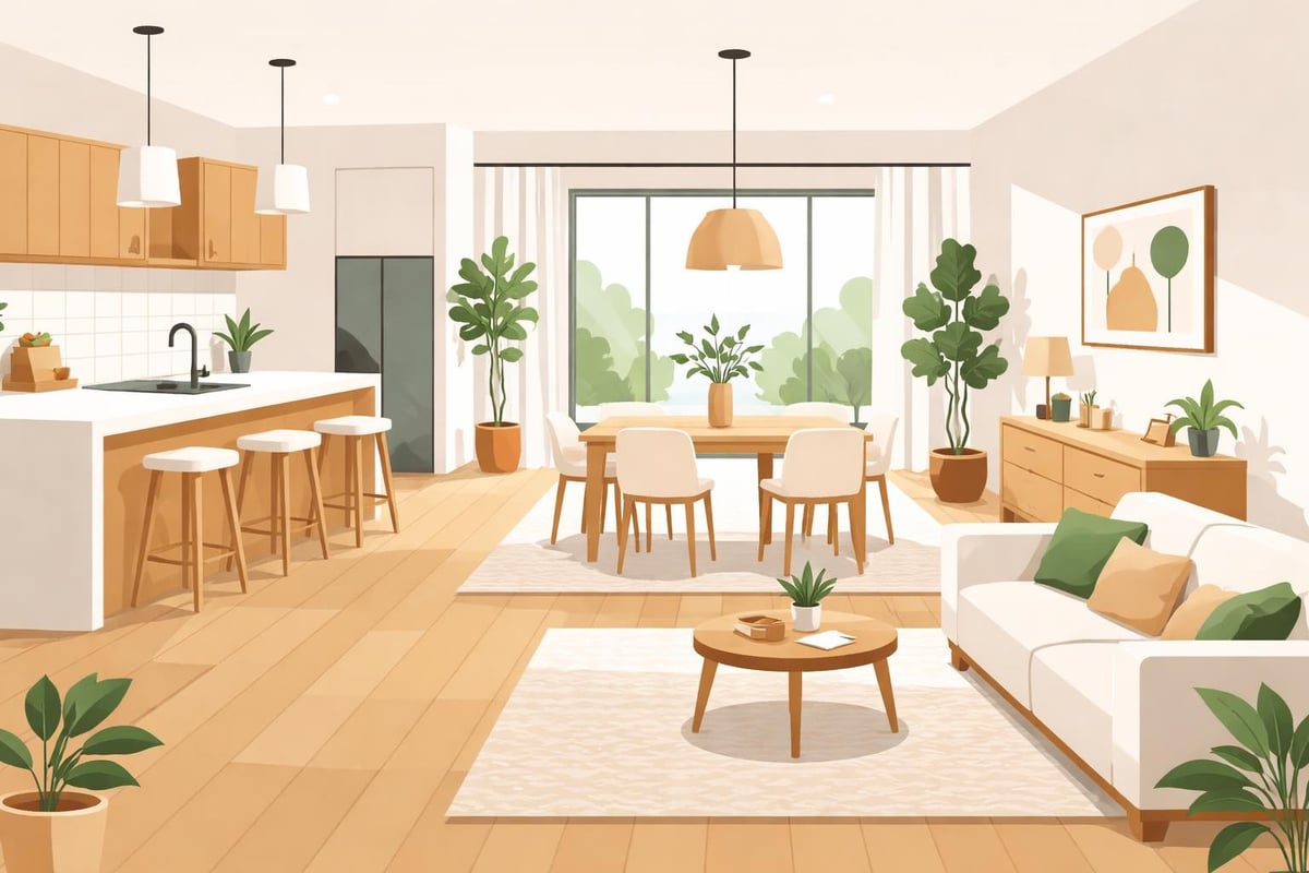 Offene skandinavische Küchenplanung