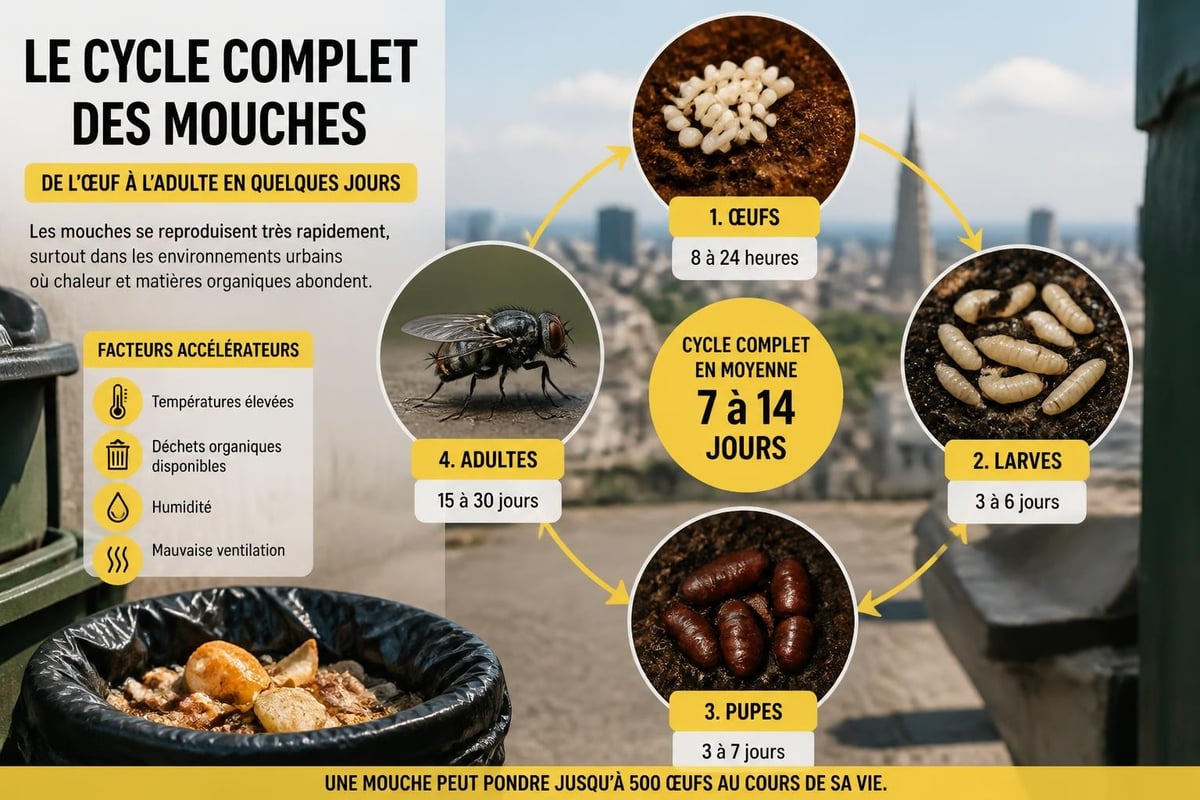 Cycle de vie des mouches urbaines