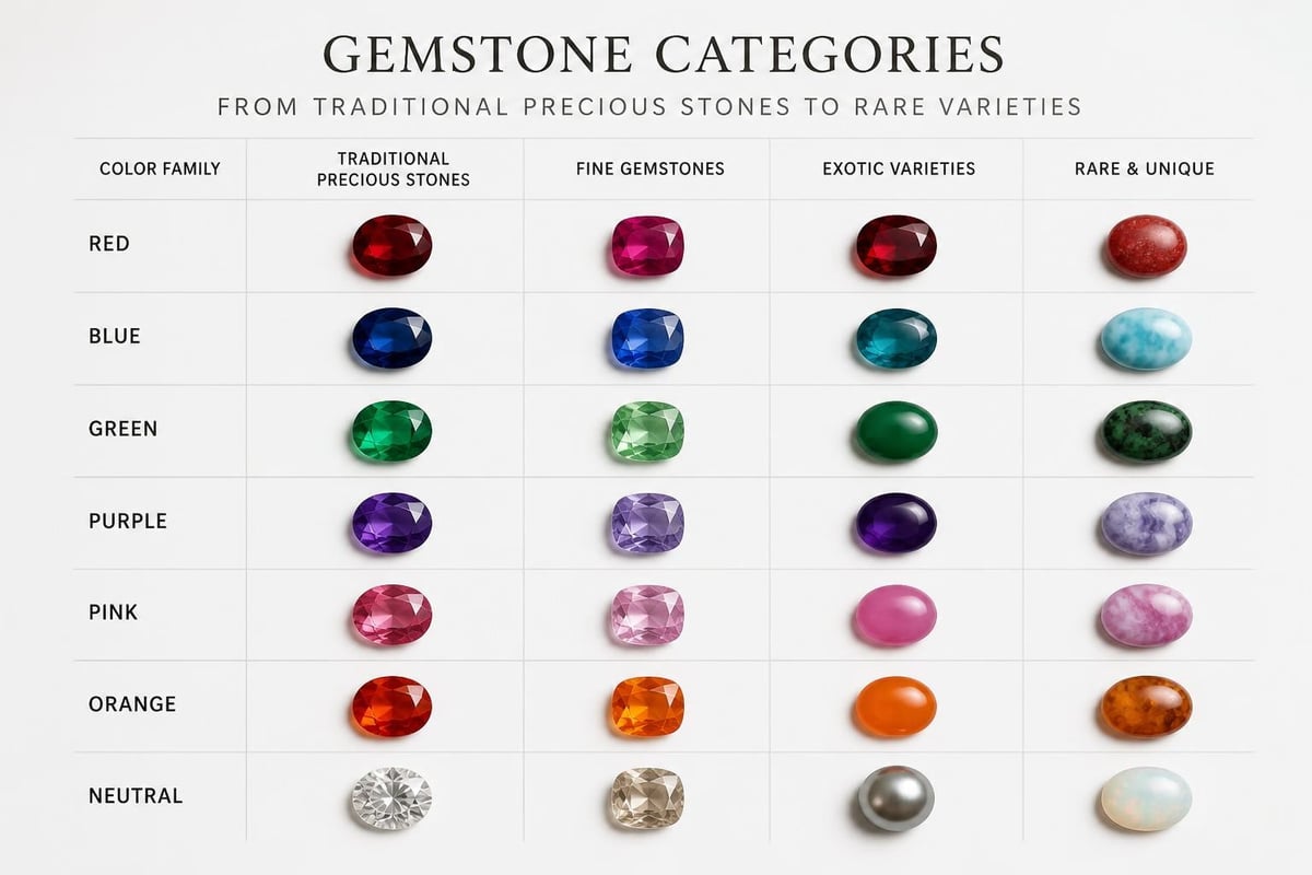 Variety of gemstone types