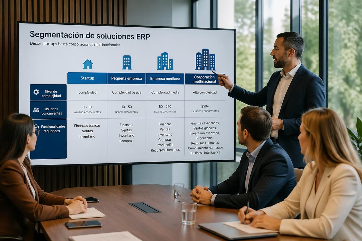 Clasificación de ERP por tamaño empresarial