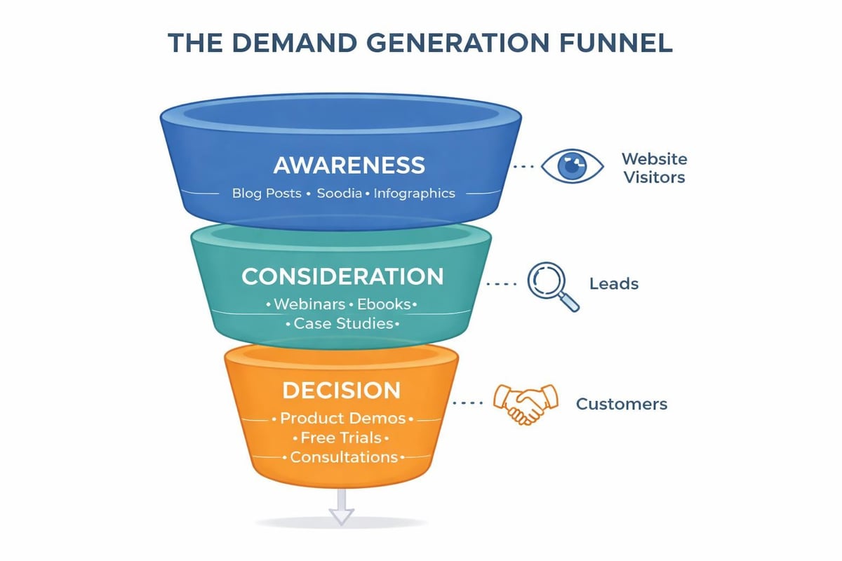 Demand generation marketing funnel stages