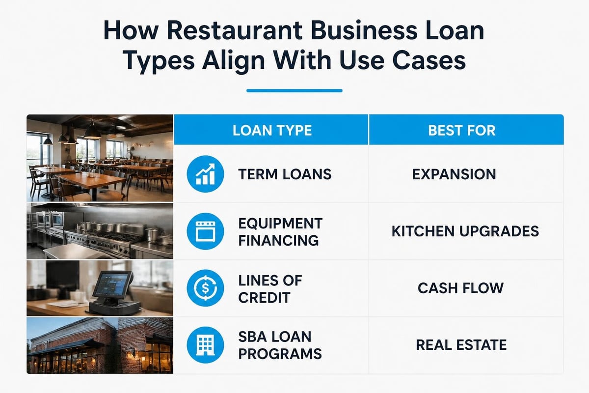 Comparison framework for restaurant financing options