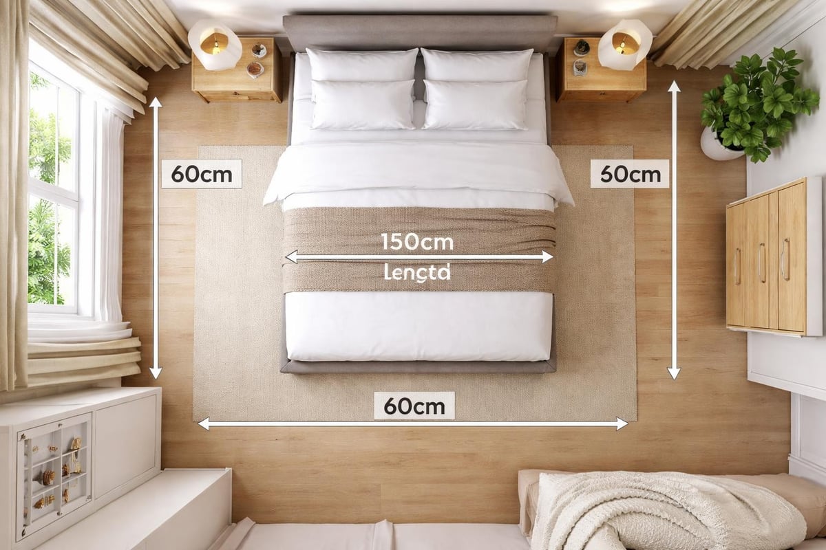 King bed frame dimensions and bedroom clearance requirements