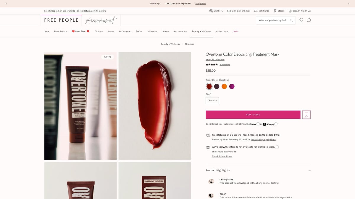 7 Must-Try Wellness Beauty Products for 2026 - Overtone Color Depositing Treatment Mask