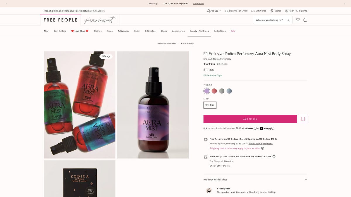 7 Must-Try Wellness Beauty Products for 2026 - FP Exclusive Zodica Perfumery Aura Mist Body Spray