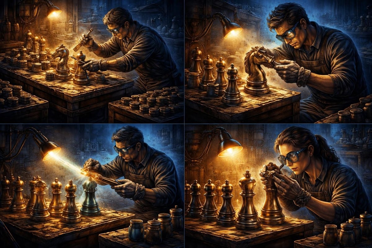 Chess set finishing techniques