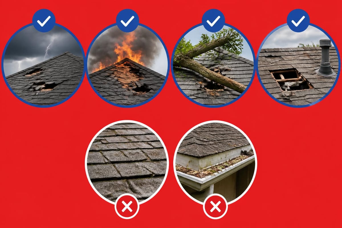 Types of roof damage covered by insurance