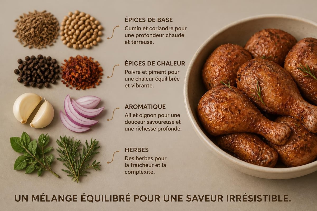 Composition d'un mélange d'épices pour poulet