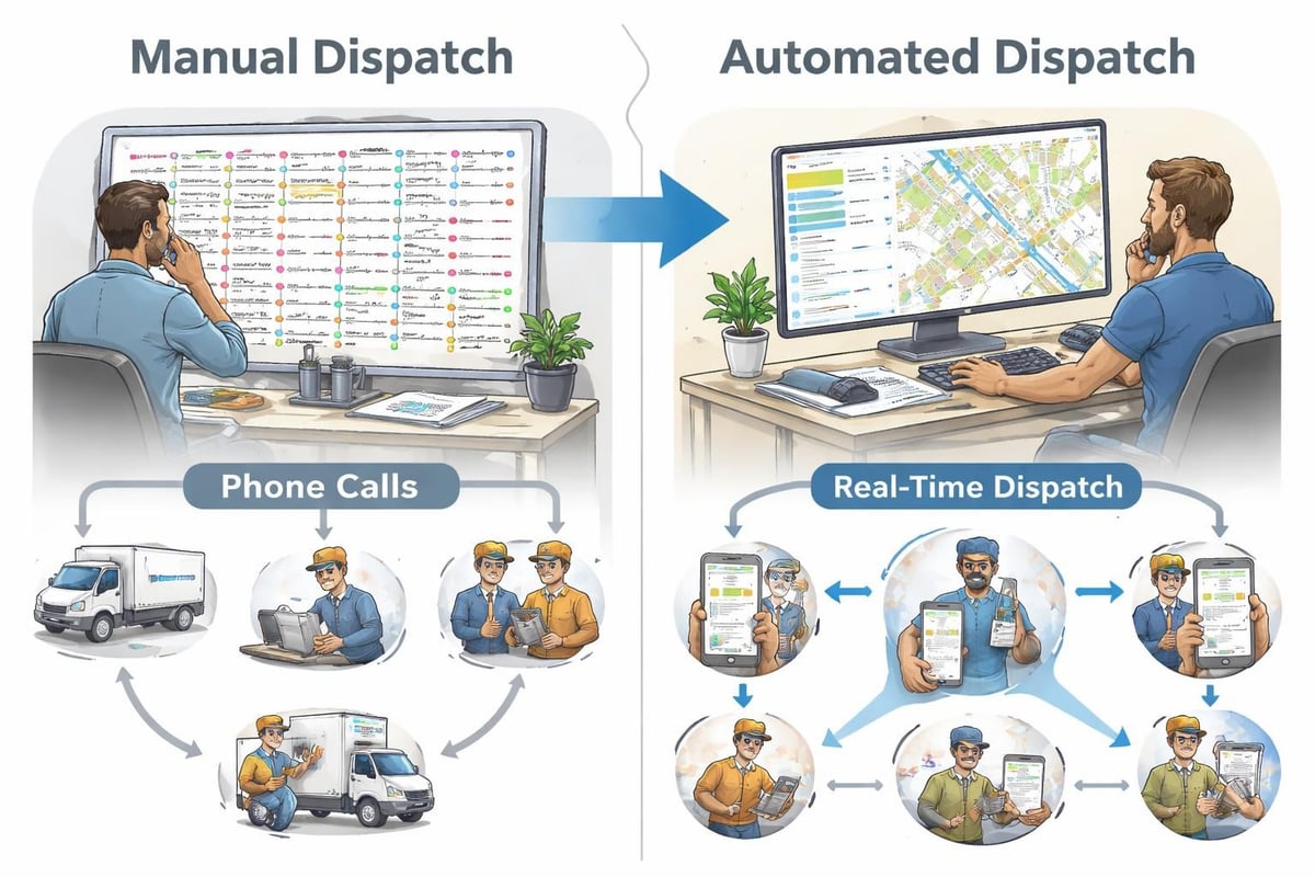 Manual dispatch versus automated system comparison