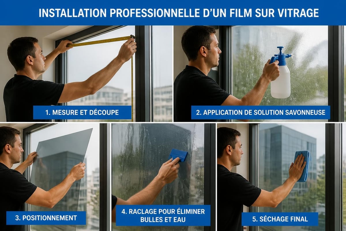 Processus d'installation d'un film sur fenêtre