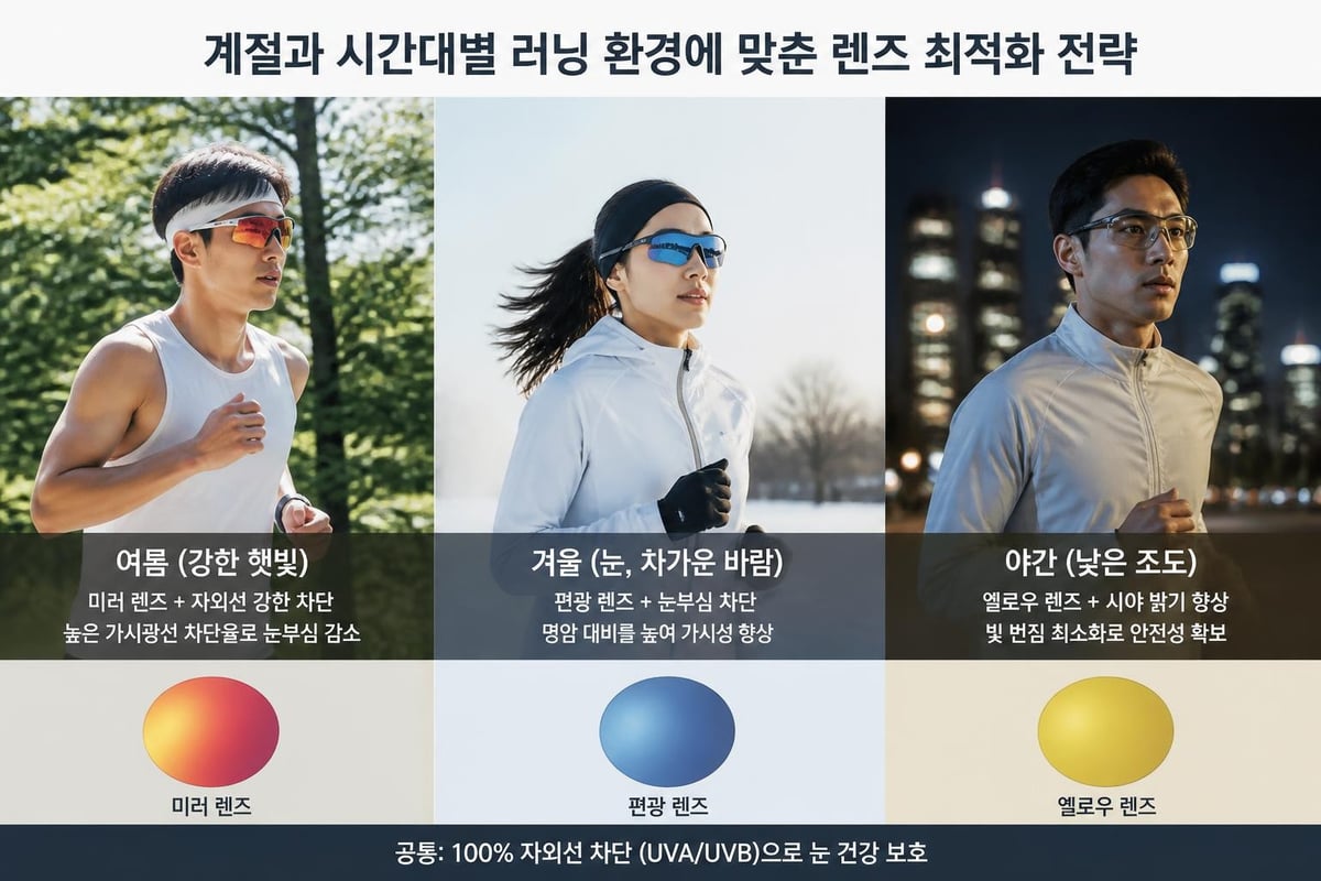 계절별 러닝 고글 사용