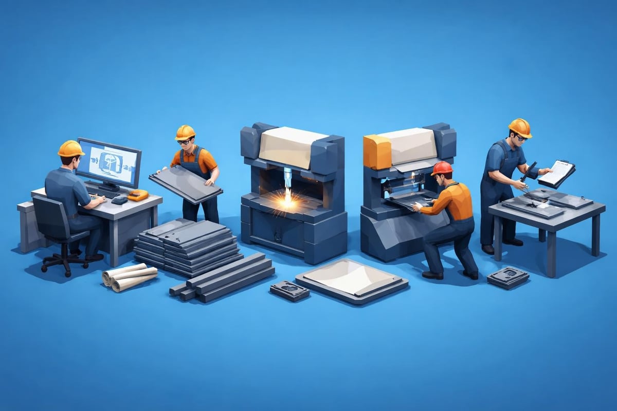 Metal fabrication workflow stages