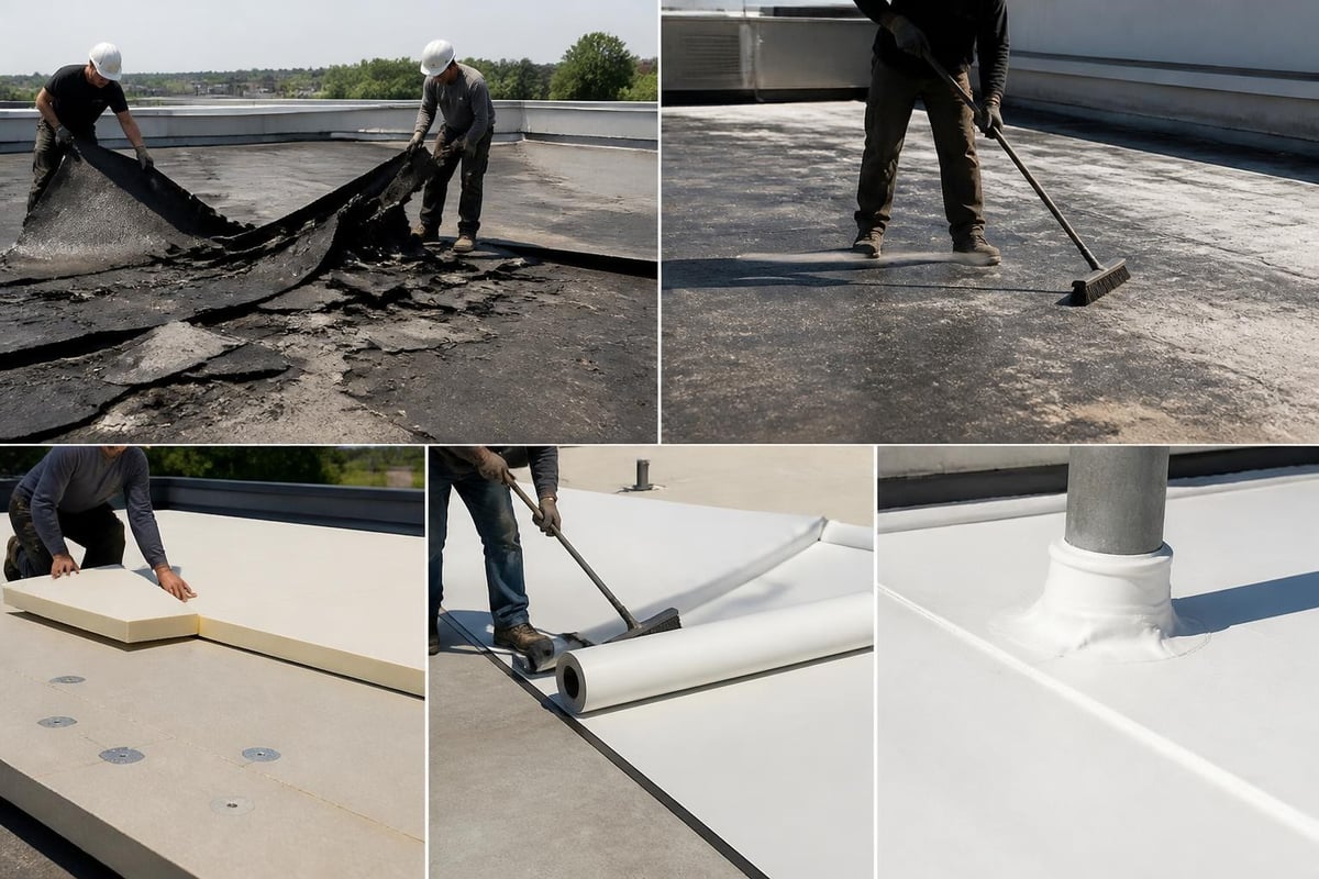 Flat roof installation process