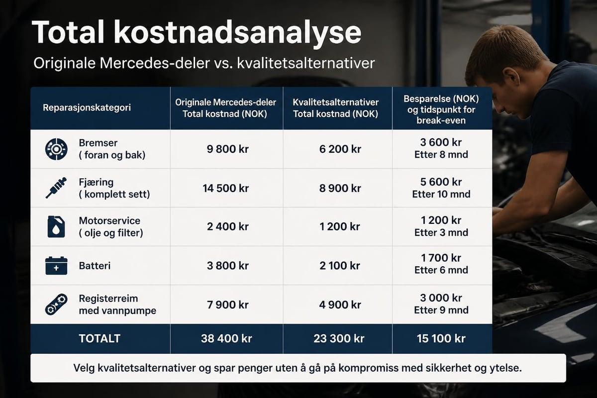 Kostnadssammenligning bildeler