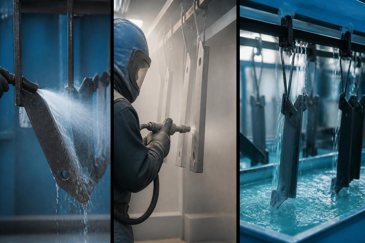 Powder coating surface preparation stages
