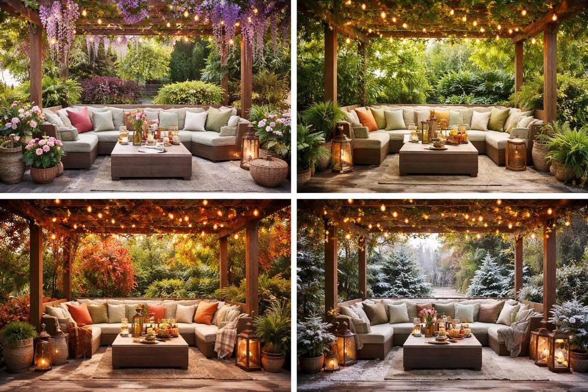 Seasonal pergola transformation