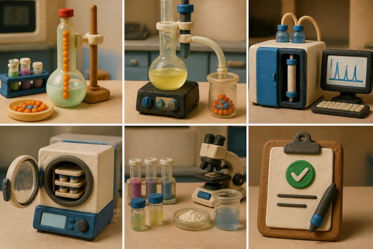 Peptide synthesis workflow stages