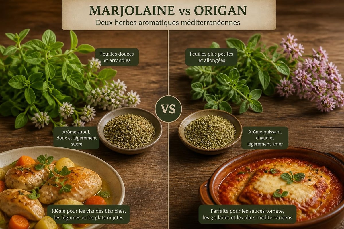 Différences botaniques entre marjolaine et origan
