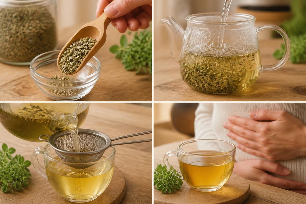 Préparation traditionnelle d'infusion de marjolaine