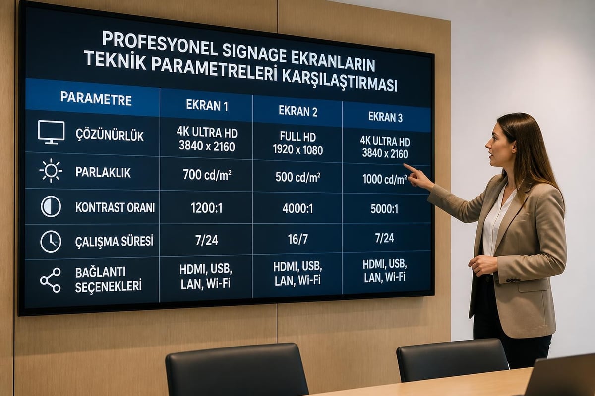 Signage ekran teknik özellikleri