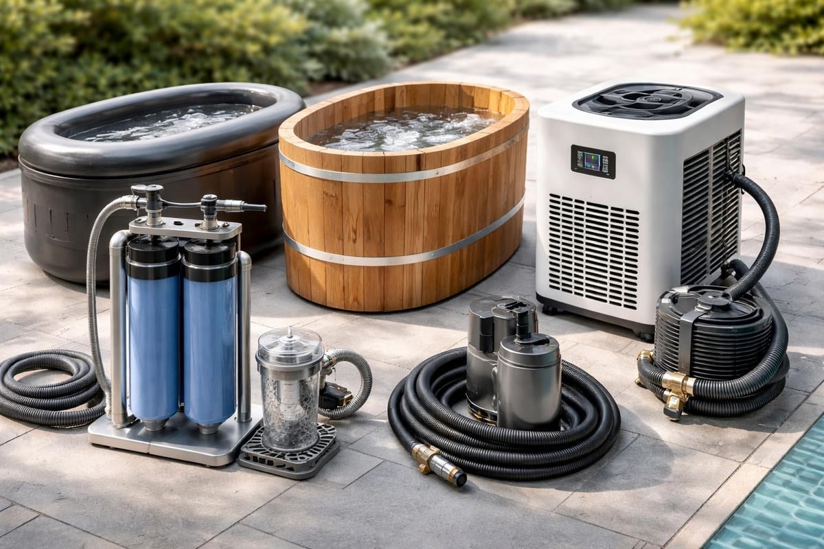 Home ice bath setup components