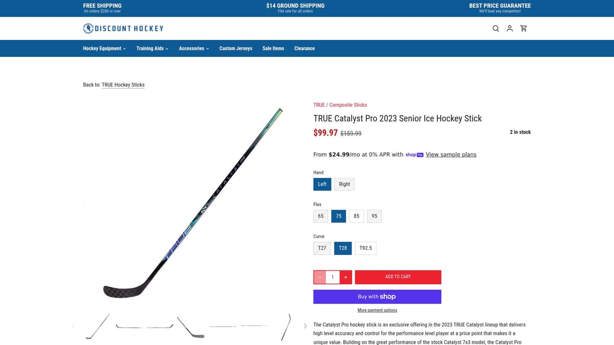 7 Best True Hockey Sticks for Performance in 2026 - TRUE Catalyst Pro 2023 Senior Ice Hockey Stick