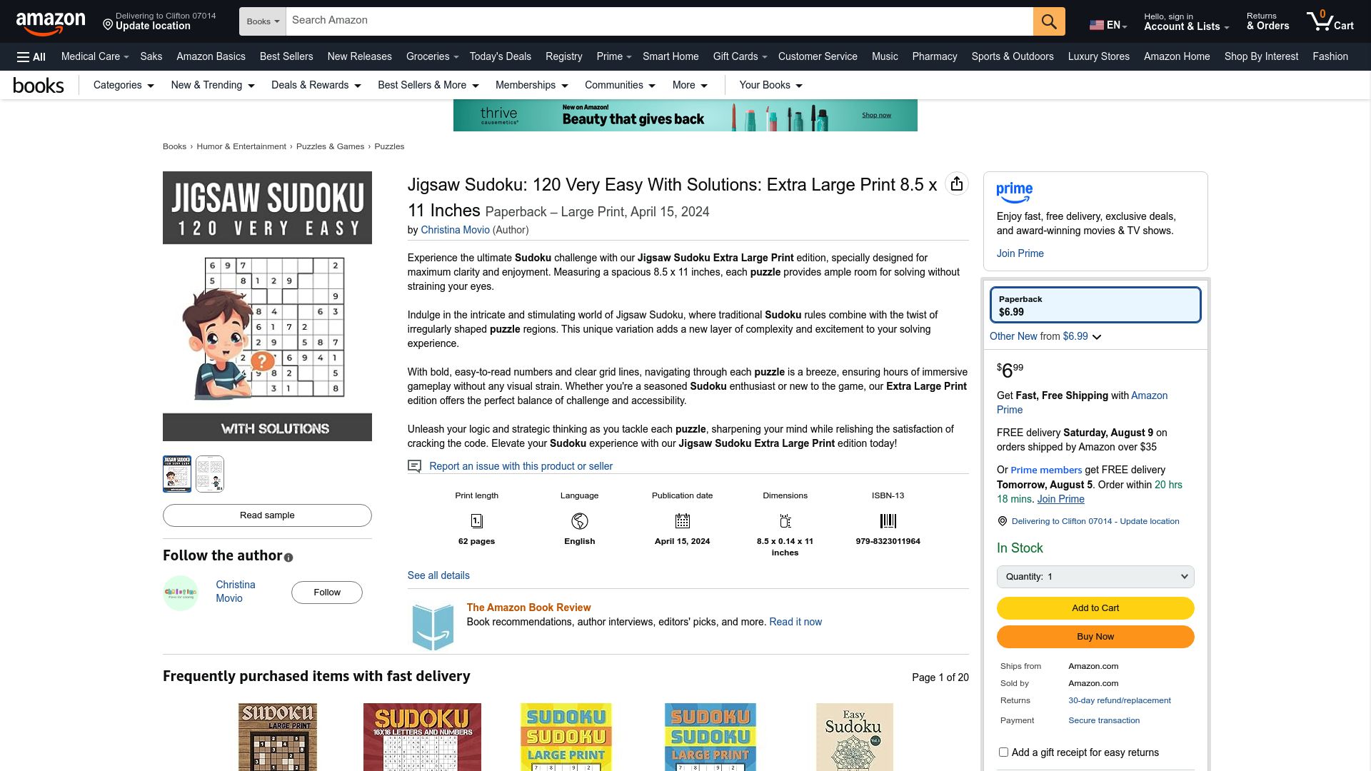 10 Best Jigsaw Sudoku Puzzles to Try in 2025 - Jigsaw Sudoku: 120 Very Easy With Solutions (Amazon)
