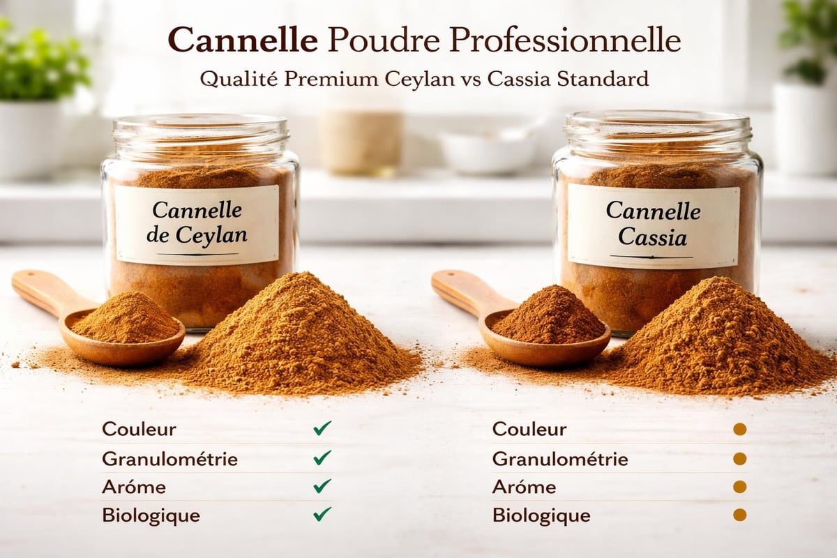 Grades de qualité cannelle poudre