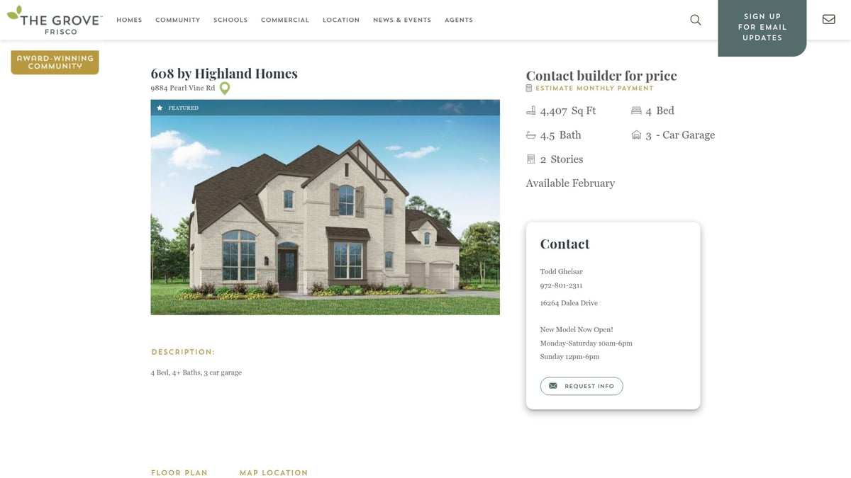 7 Must-See Homes in Frisco TX for 2026 Buyers - The Grove Frisco – Highland Homes Plan 608