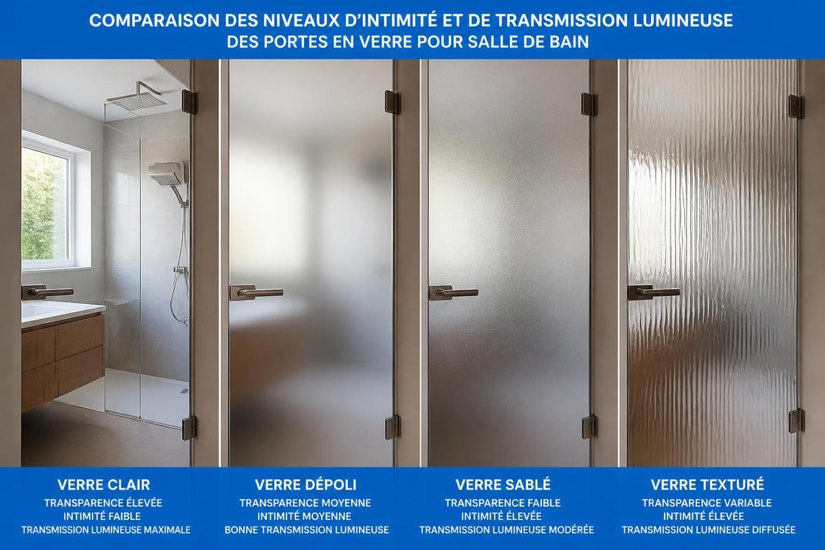 Types de traitements de verre pour portes de salle de bain