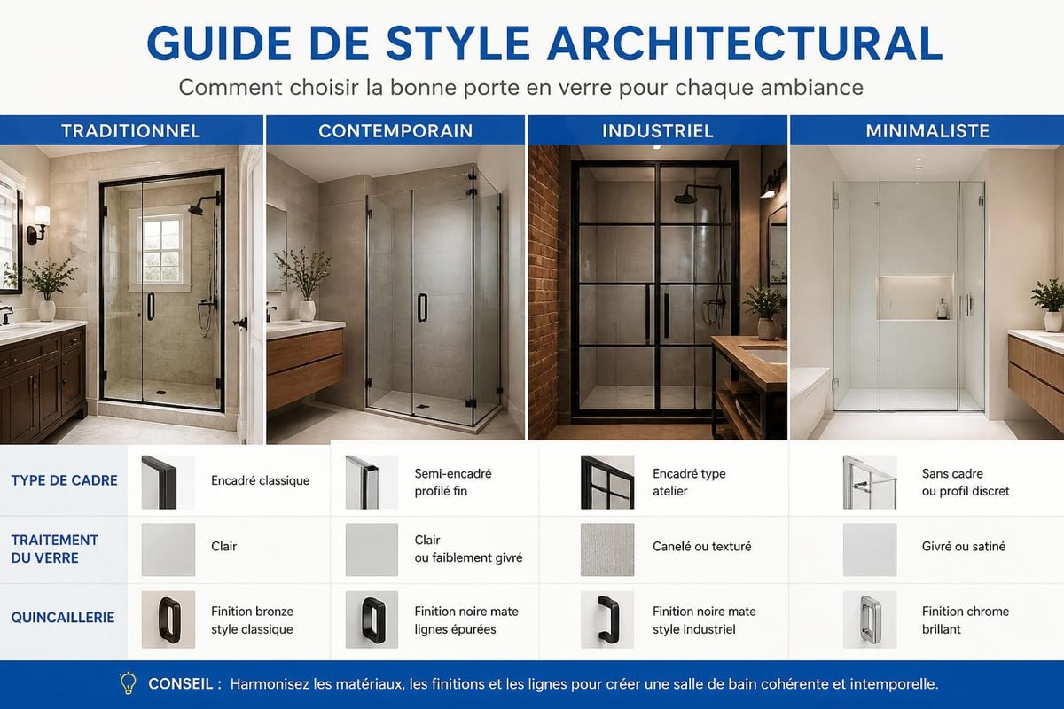 Styles architecturaux et portes vitrées