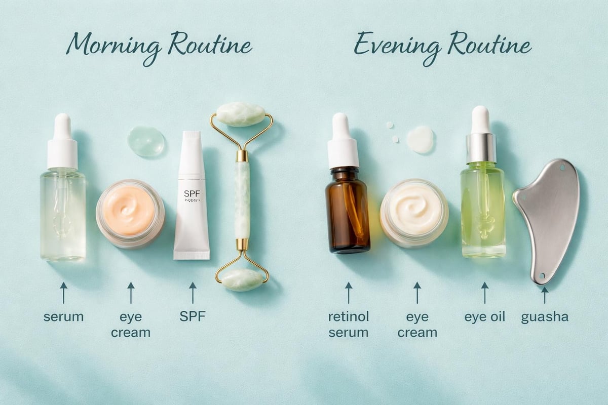 Morning and evening eye cream routines