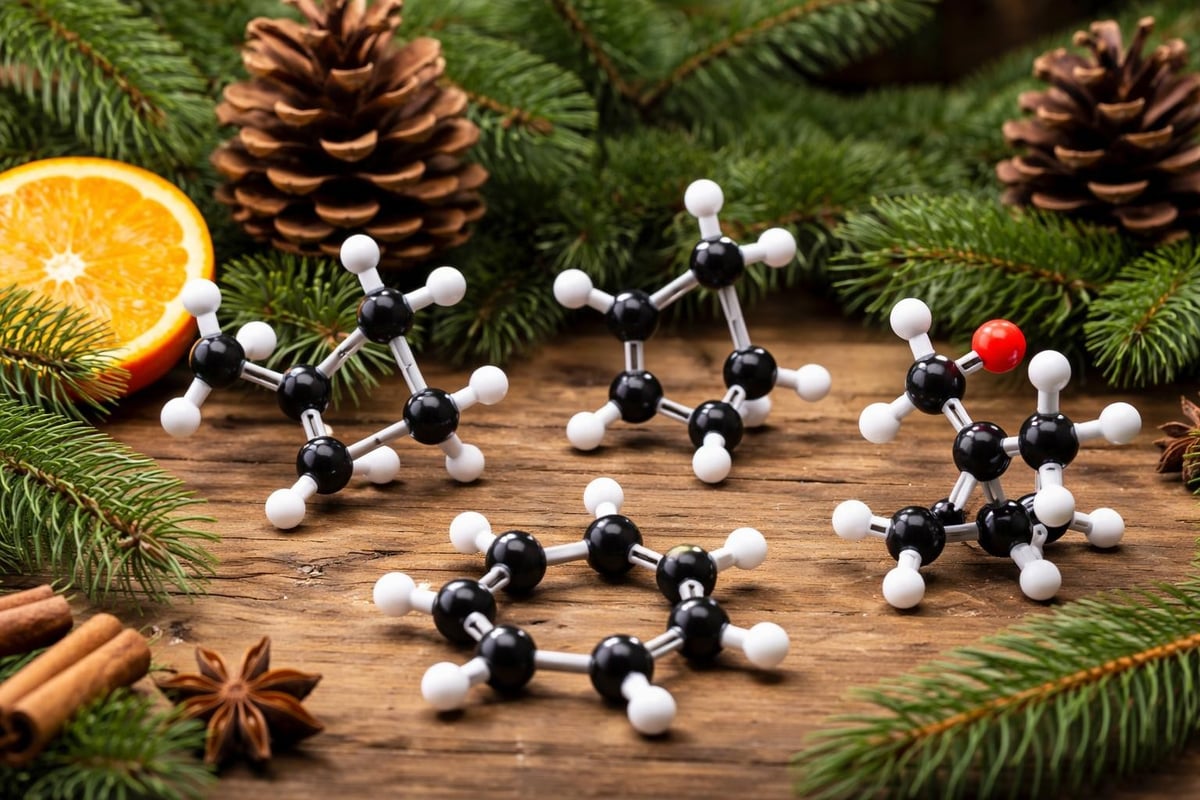 Terpene compounds in Christmas trees