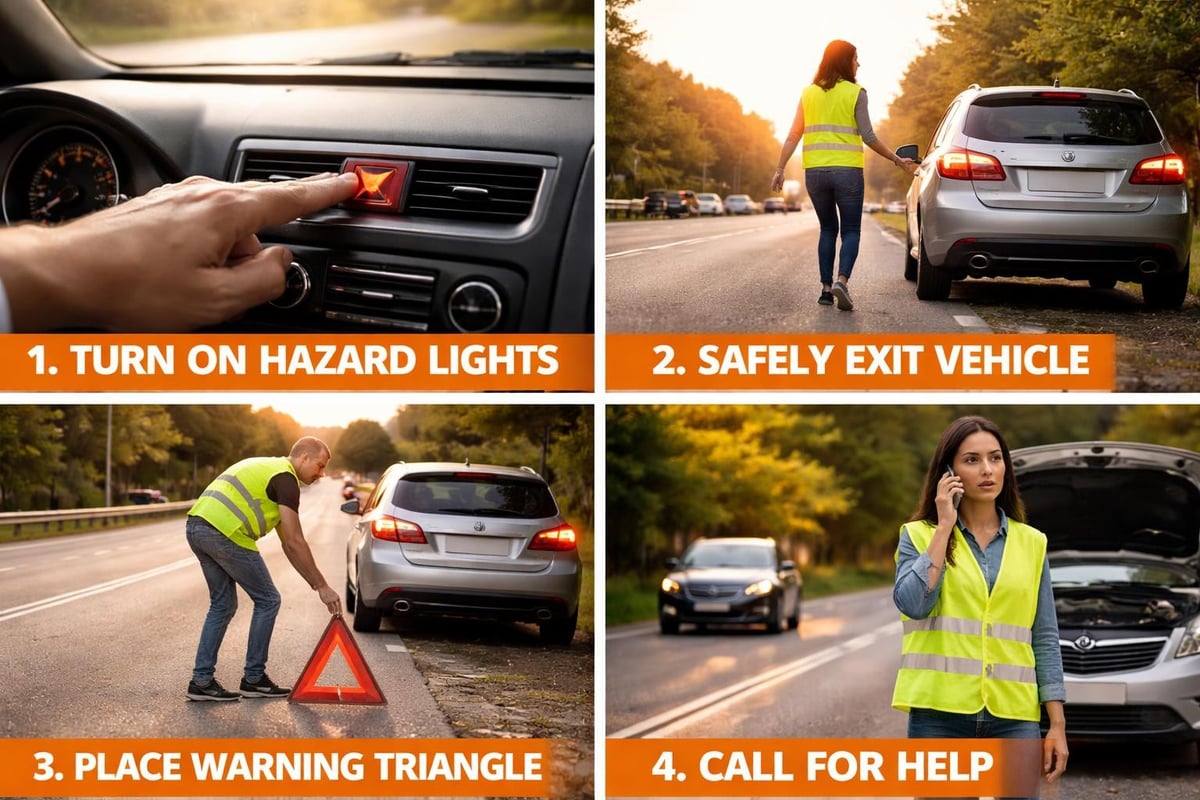 Roadside safety procedures during vehicle breakdown