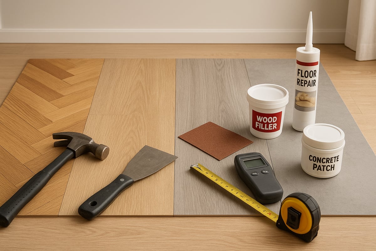 Materiaalit ja välineet onnistuneeseen lattian paikkaamiseen
