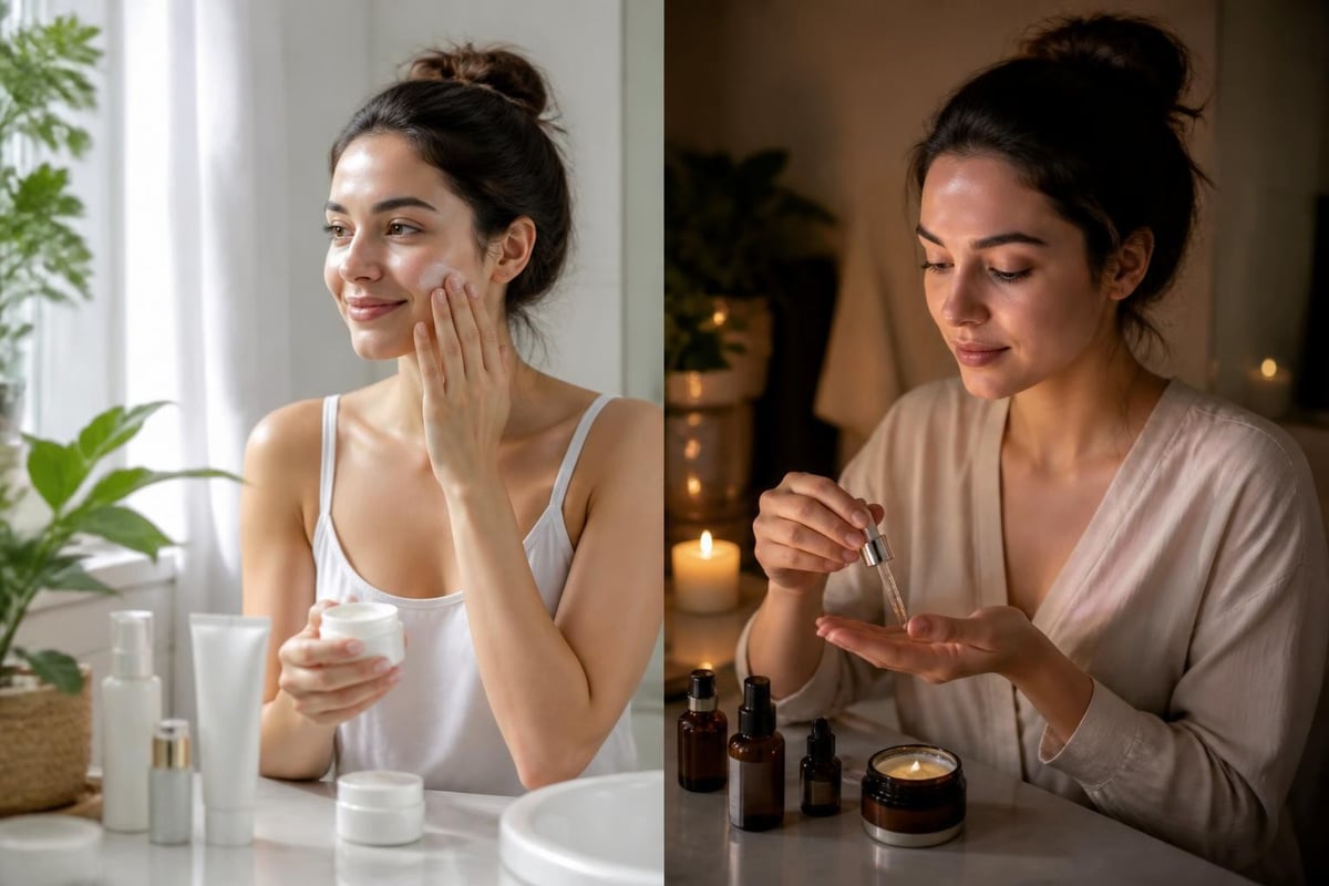 Day and night skincare routines