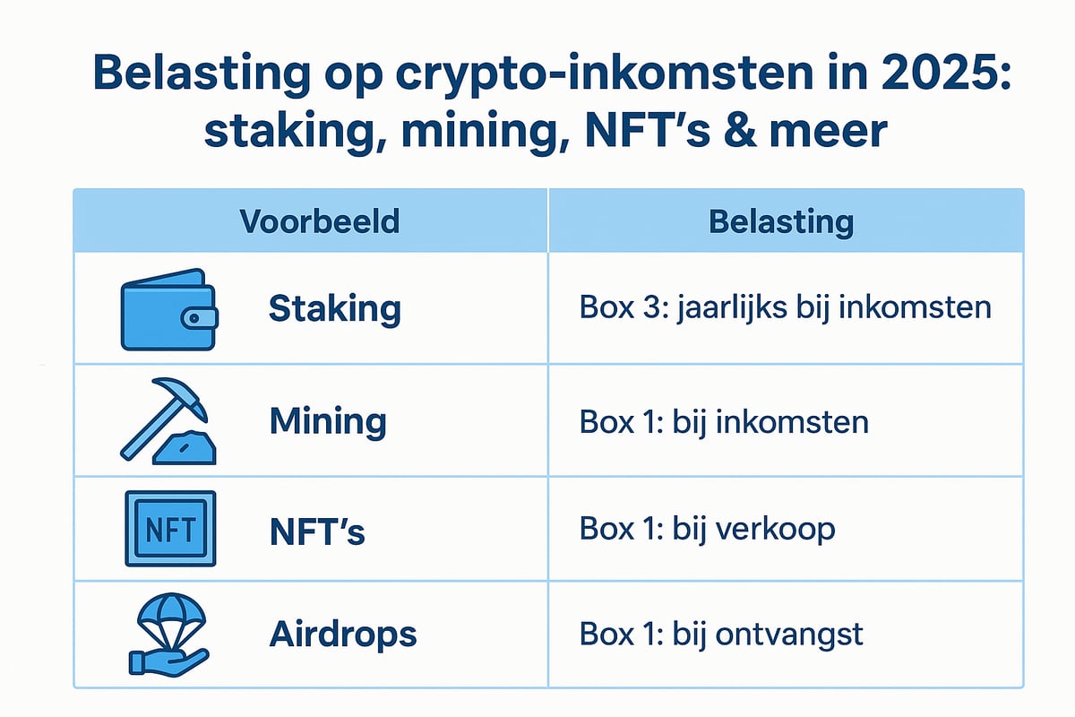 Staking, Mining, NFT’s en Overige Crypto-Inkomen: Belastingen in 2025