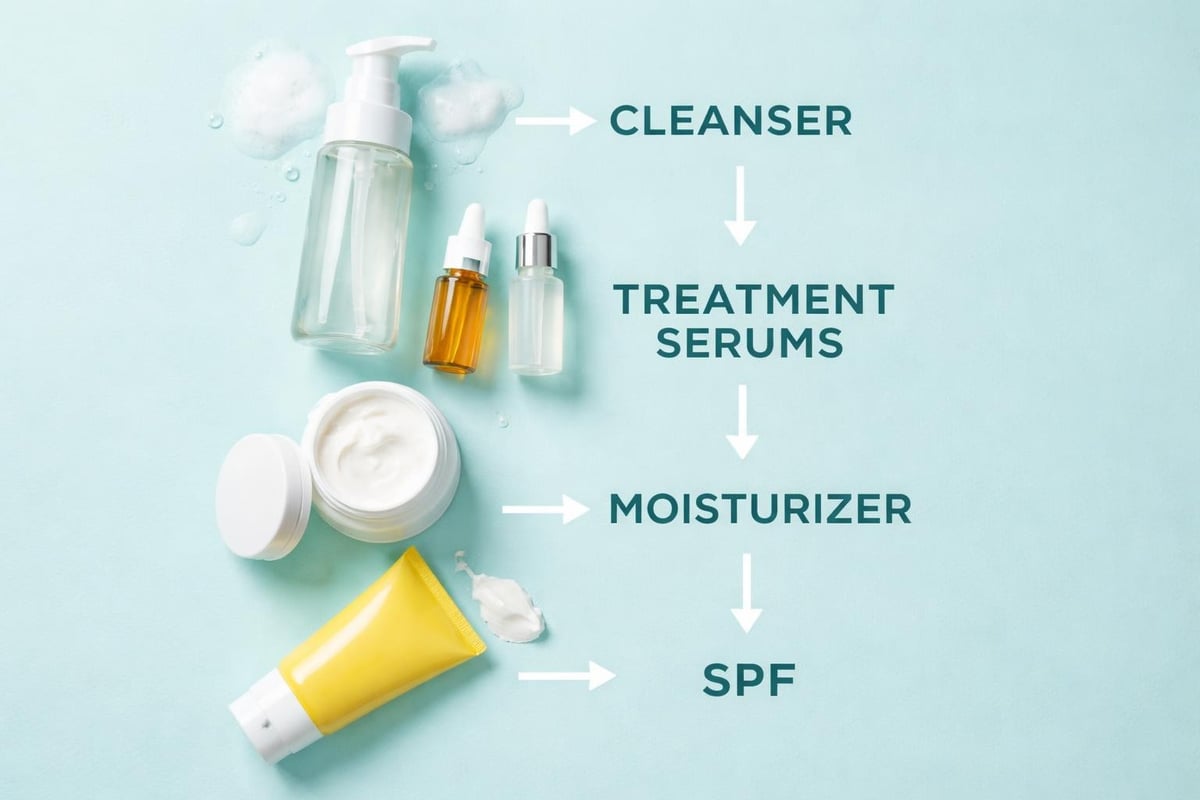 Morning and evening skincare routine steps