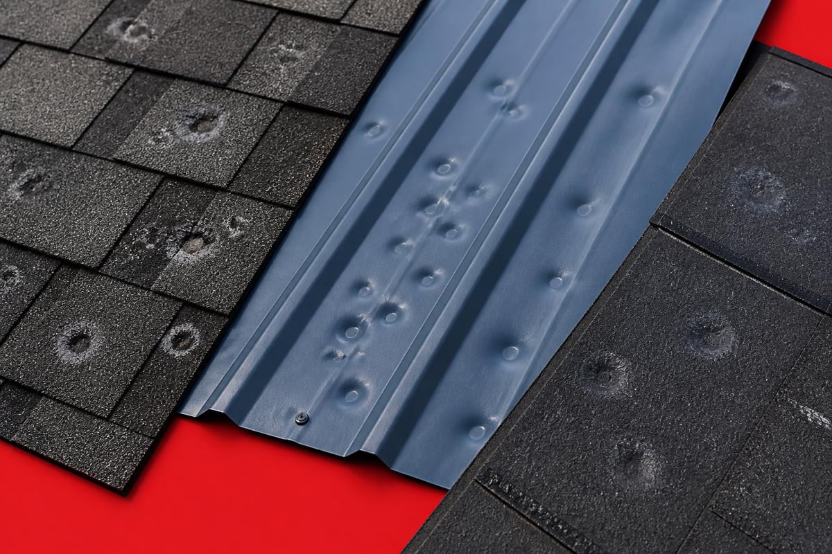 Hail damage comparison across roofing materials