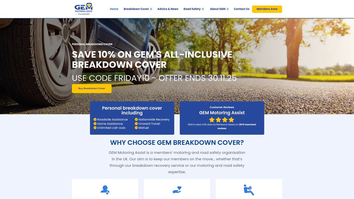 Top 9 Best UK Roadside Assistance Services for 2026 - GEM Motoring Assist