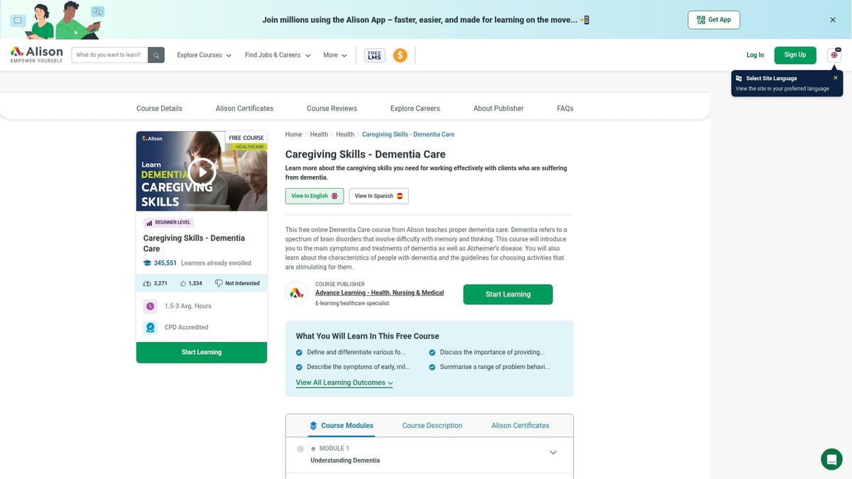 Top 7 Mental Health Online Courses to Boost Wellbeing 2026 - Caregiving Skills – Dementia Care (Alison)
