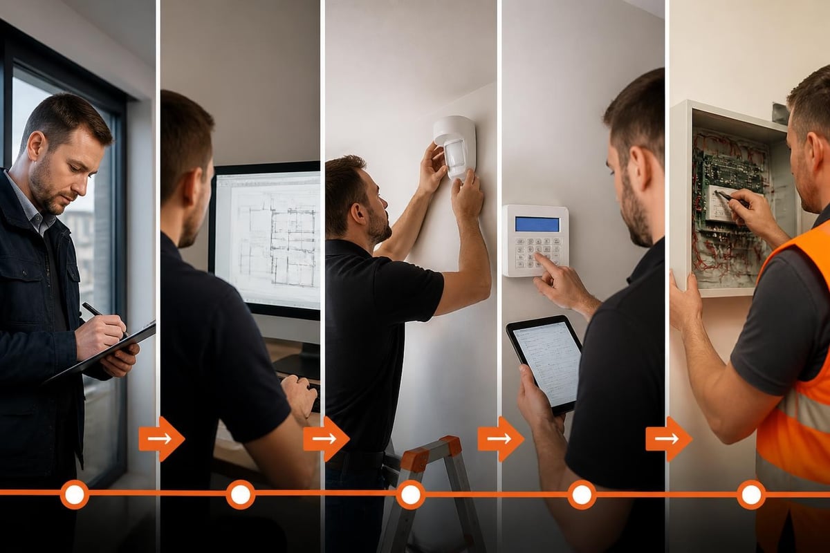 Commercial burglar alarm installation process