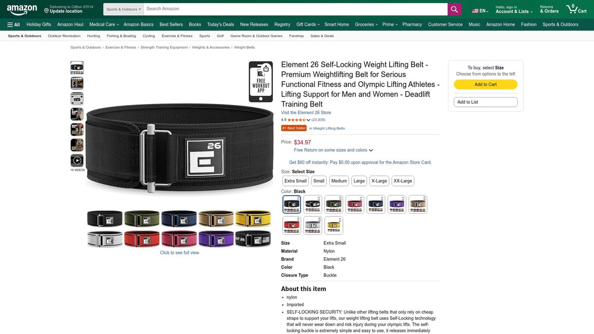 Top 7 Amazon Weight Belt Picks for 2026 Fitness Gains - Element 26 Self-Locking Weight Lifting Belt